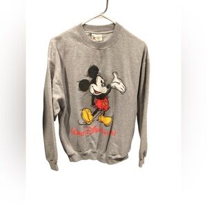 VTG Disney Women’s Gray Crewneck Sweater with Mickey Mouse Size Large